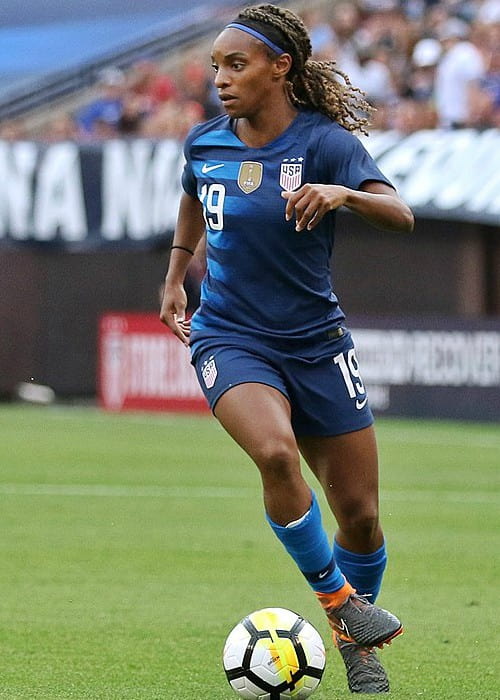 Crystal Dunn during a match as seen in June 2018