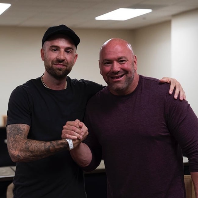 Dana White (Right) as seen while posing for a picture along with Chris 'Drama' Pfaff in August 2019