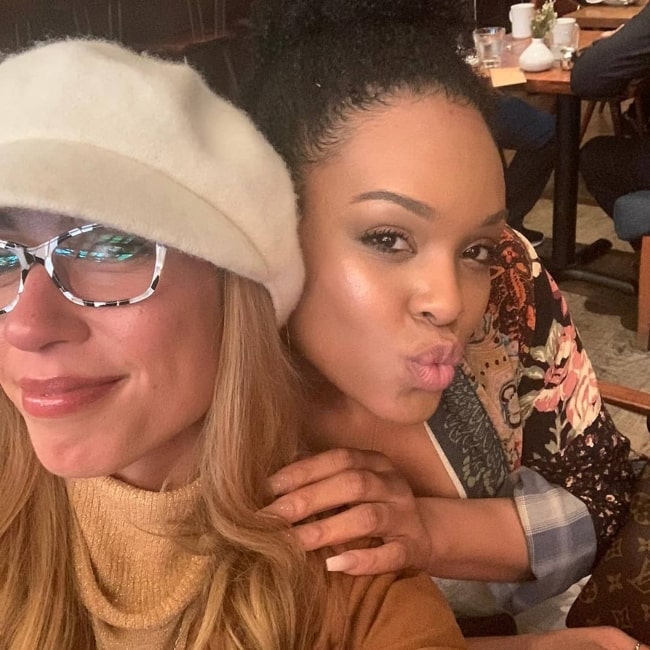 Demetria McKinney as seen in a selfie with fellow actress Abbey in December 2019