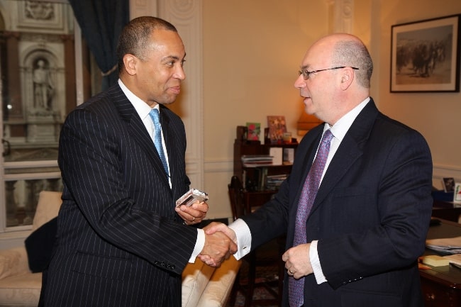 Deval Patrick (Left) as seen while meeting British politician Alistair Burt in London, England, United Kingdom in March 2011