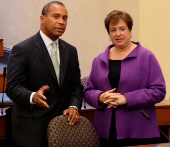 Deval Patrick as seen along with Elena Kagan, seen here as Dean of Harvard Law School, during an event in September 2008