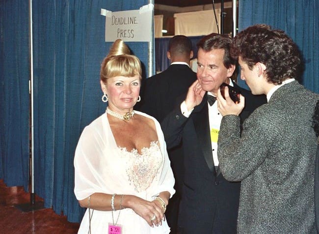 Dick Clark and Kari Wigton as seen in 1990