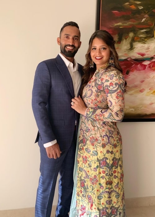 Dinesh Karthik as seen in a picture with his wife Dipika Pallikal Karthik taken in March 2019