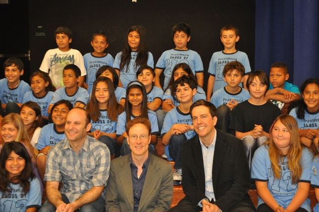 Ed posing with the students of the non-profit organization Education Through Music-Los Angeles