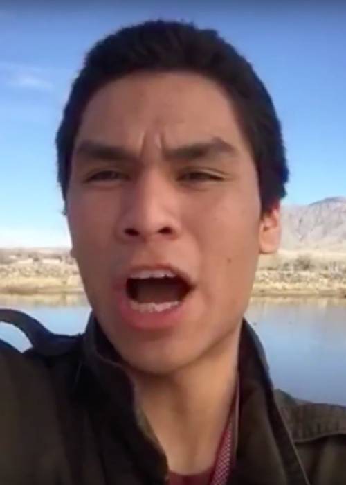 Forrest Goodluck during a trip to Ahtahkakoop in 2017