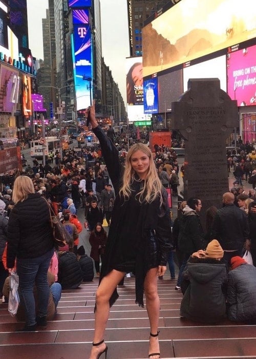 Freya Allan as seen while posing for a picture in New York City, New York, United States in December 2019