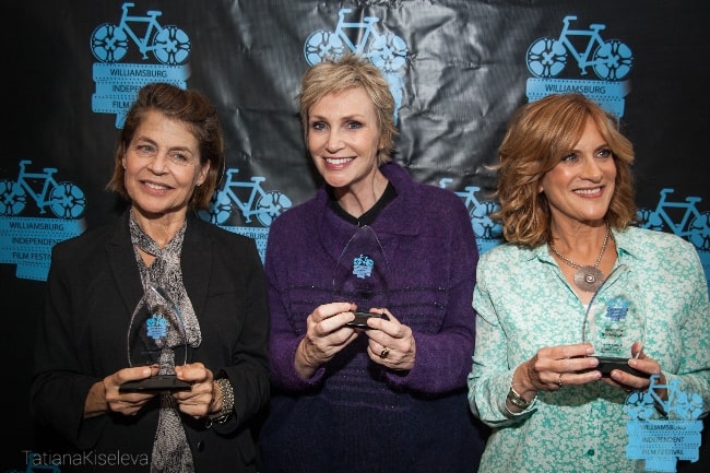 From Left to Right - Linda Hamilton, Jane Lynch, and Carol Leifer accepting their Willfilm Awards at the WYTHE Hotel in November 2016