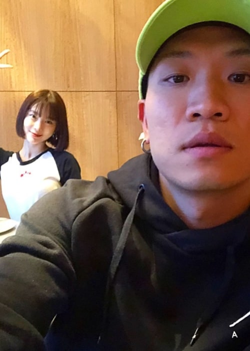 Gaeko as seen in a selfie with his wife Kim Soo-mi taken in May 2019