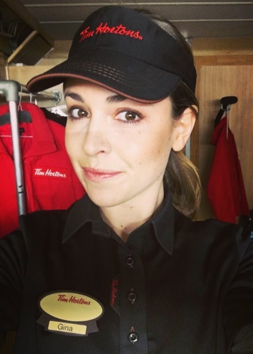 Gina Philips as seen while smiling in a selfie in Toronto, Ontario, Canada in January 2019