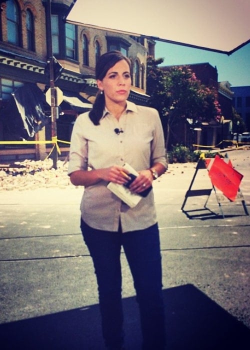 Hallie Jackson as seen in a picture taken in September 2014 with Debris in the background from the earthquake that hit South Napa