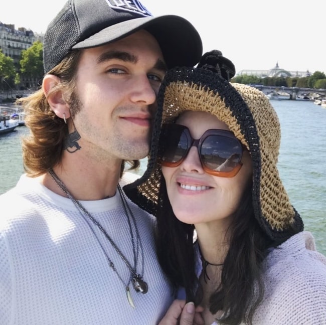 Isabelle Adjani as seen while smiling in a selfie taken by her son Gabriel-Kane Day-Lewis in Paris, France in September 2019