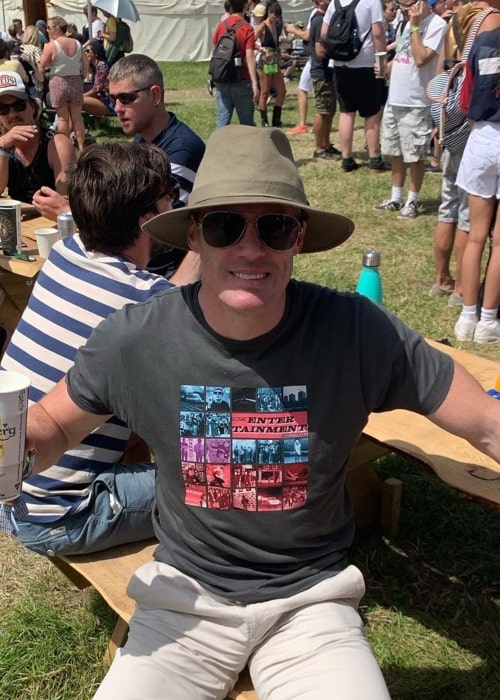 Jamie Carragher as seen in a picture taken at the Glastonbury Festival in June 2019