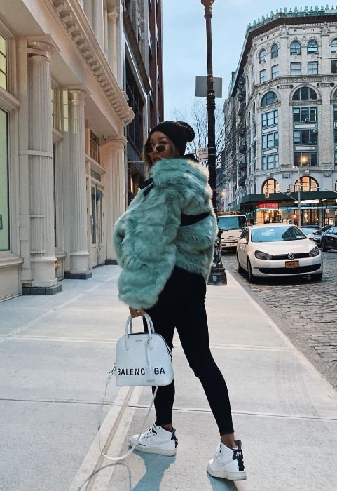 Jessi as seen while posing for a picture in New York, United States in December 2018