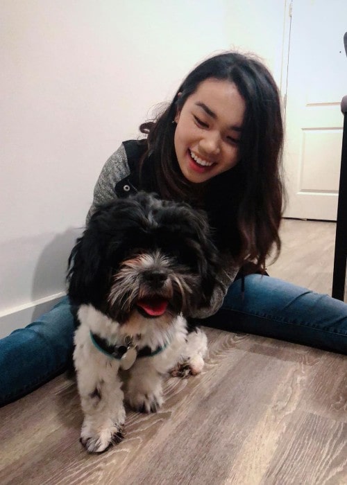 Karen Chen with her dog as seen in September 2019