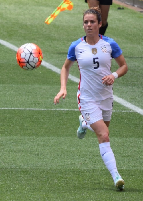 Kelley O'Hara as seen in a picture taken while she was playing for the United States Women's National Team during a match against Japan on June 5, 2016 in Cleveland, Ohio