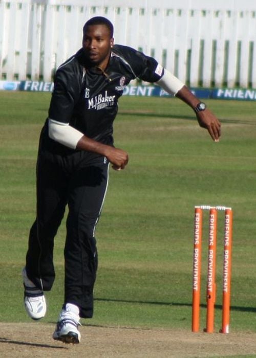 Kieron Pollard bowling for Somerset in a Friends Provident T20 match against Essex in Taunton in 2010