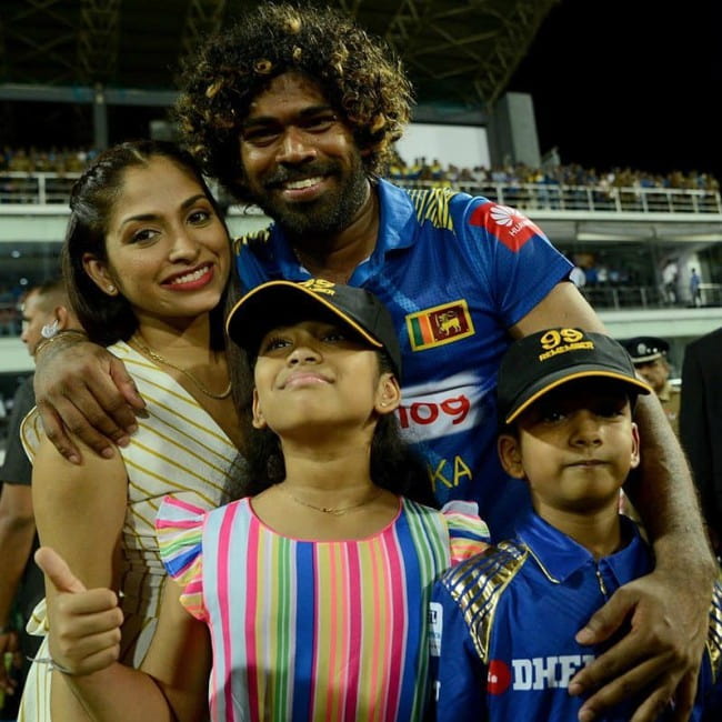 Lasith Malinga with his family as seen in July 2019