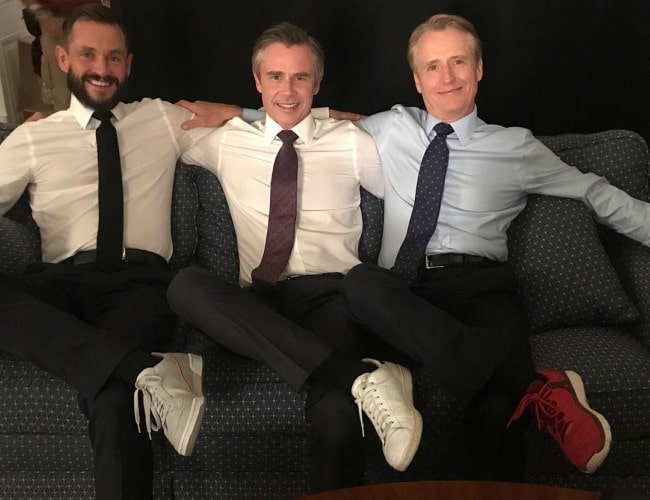 Linus Roache (Right) with his co-stars on the set of Homeland in July 2019