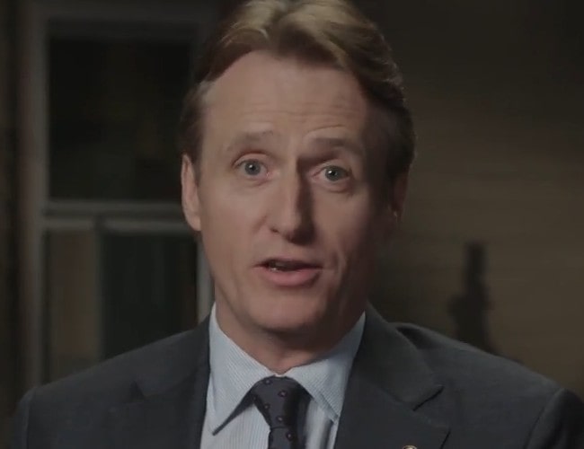 Linus Roache during an interview as seen in March 2018