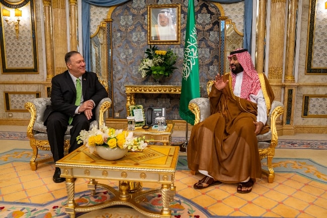 Mohammad bin Salman (Right) in a picture taken while meeting the U.S. Secretary of State Michael R. Pompeo in Jeddah, Saudi Arabia in September 2019