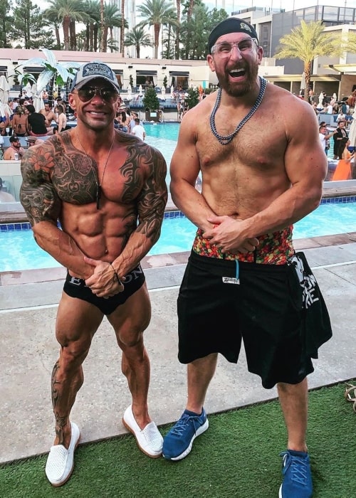 Mojo Rawley as seen in a picture taken with Fitness trainer and businessman Chris Cavallini at the Wet Republic Ultra Pool in September 2019