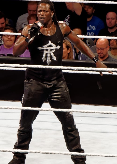 R-Truth in the ring during a WWE Superstars television taping on March 30, 2015