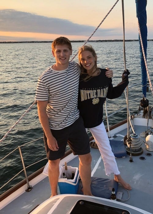 Rebecca Leigh Longendyke as seen in a picture with her beau Peter Ryan taken on a yacht on the Harwich Port in Massachusetts in July 2018