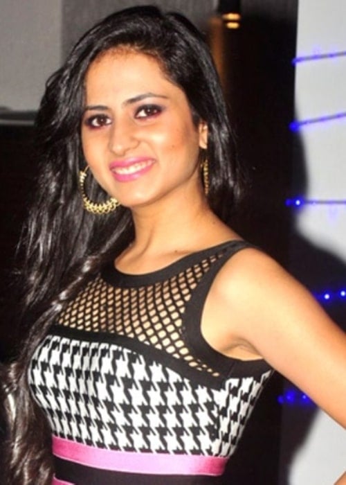 Sargun Mehta as seen while smiling in a picture at Ravi Dubey's birthday bash in December 2014