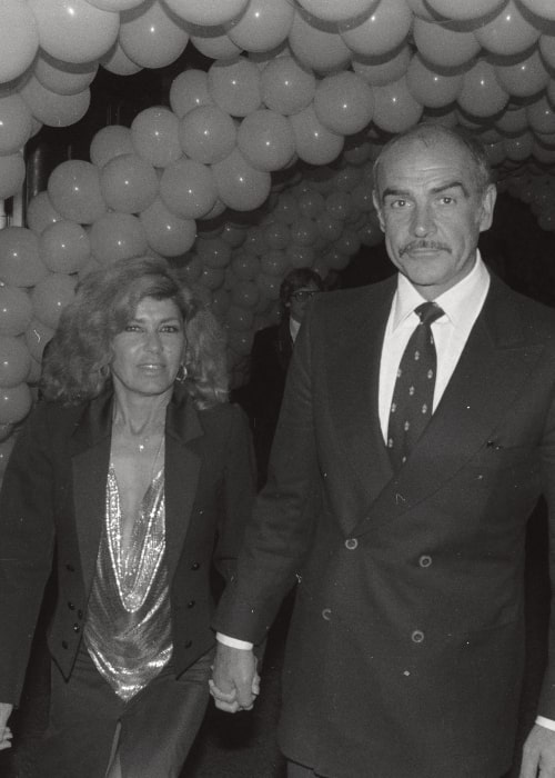 Sean Connery as seen in a picture with his wife Micheline Roquebrune on December 10, 1980 at a private party after the premiere of the movie Seems Like Old Times