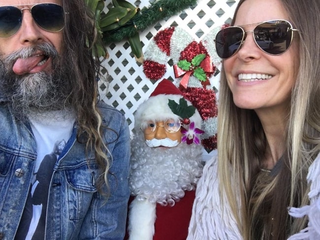 Sheri Moon Zombie as seen while taking a Christmas Eve selfie along with Rob Zombie in December 2019