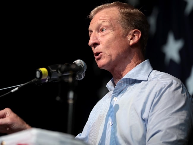 Tom Steyer as seen while speaking with attendees at the 2019 Iowa Democratic Wing Ding at Surf Ballroom in Clear Lake, Iowa, United States in August 2019