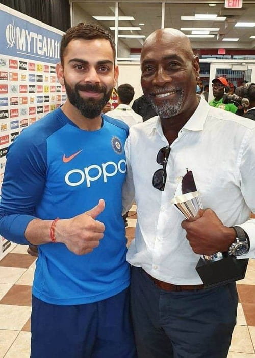 Vivian Richards (Right) and Virat Kohli as seen in August 2019