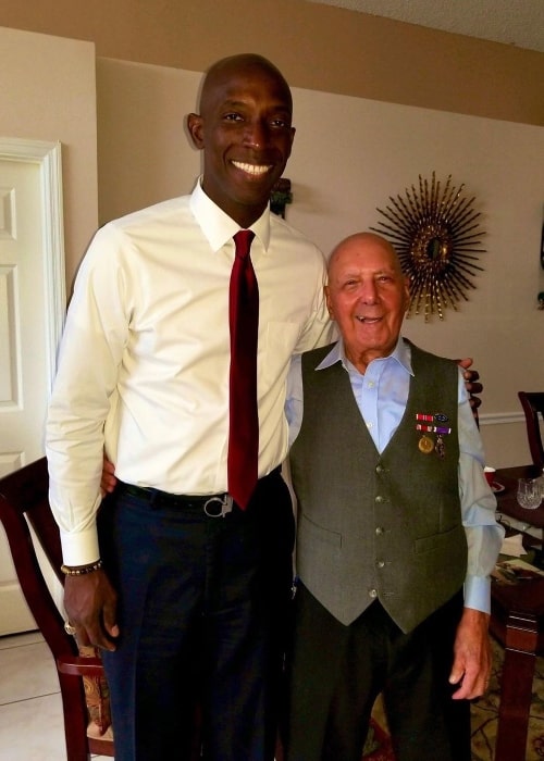 Wayne Messam (Left) as seen while posing for the camera along with World War II Veteran Luis A. Morales in June 2019