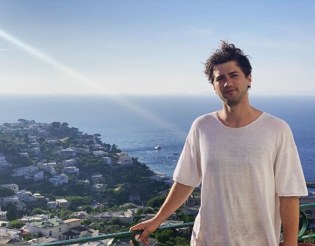 Alex Fitzalan as seen while posing for a picture in Capri, Italy