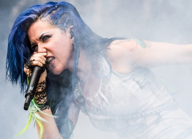 Alissa White-Gluz as seen while performing with 'Arch Enemy' at Nova Rock 2014