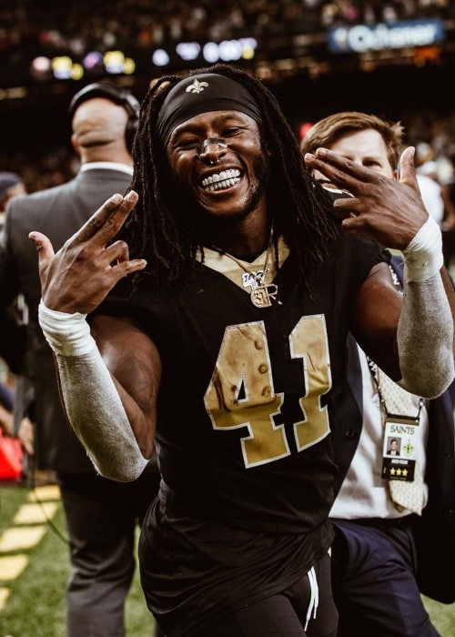 Alvin Kamara as seen in a picture taken after winning game at the Mercedes-Benz Superdome in September 2019