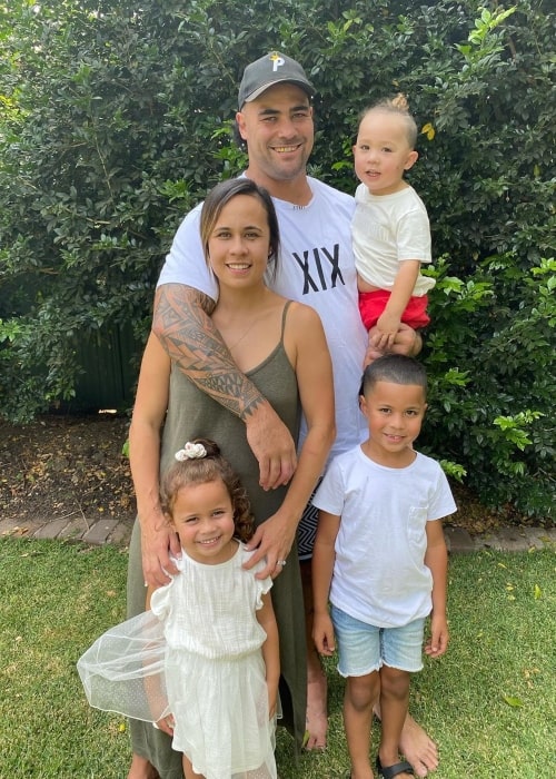 Andrew Fifita as seen in a picture taken with his wife Nikkita Fifita, daughter Lyla Jayde Fifita and son Latu Jay Fifita in December 2019