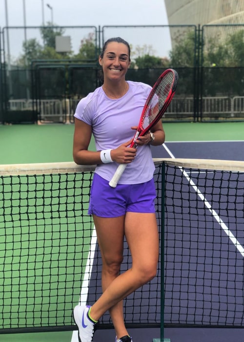 Caroline Garcia at a practice session befor the start of the Tianjin Open in October 2019