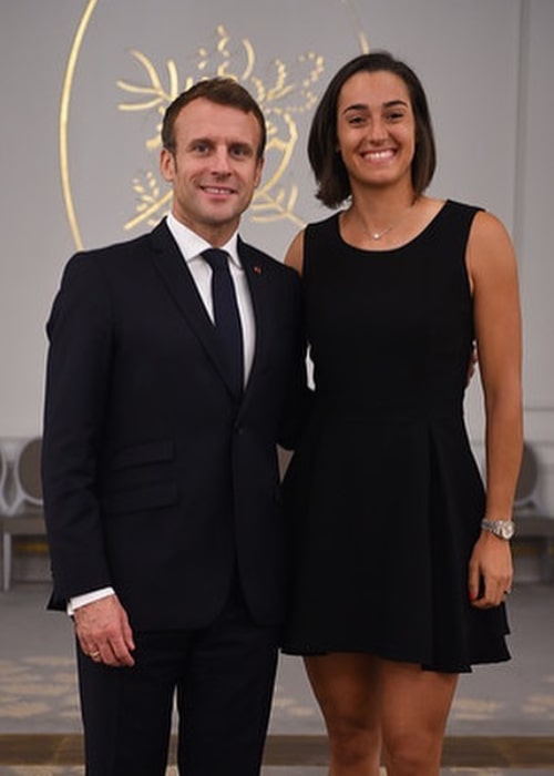 Caroline Garcia with the French President Emmanuel Macron, as seen in November 2019