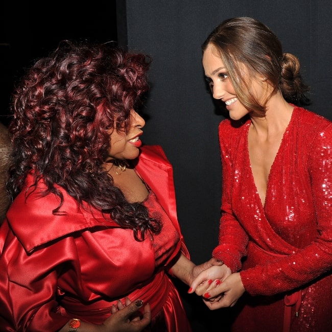 Chaka Khan as seen in a picture taken with actress Minka Kelly backstage at The Heart Truth's Red Dress Collection 2012 Fashion Show at Hammerstein Ballroom on February 8, 2012 in New York City