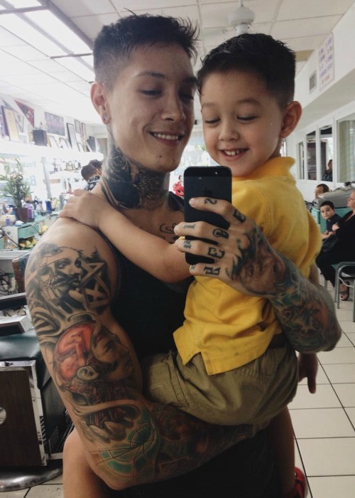 Chris Heria in a selfie with his son as seen in September 2015