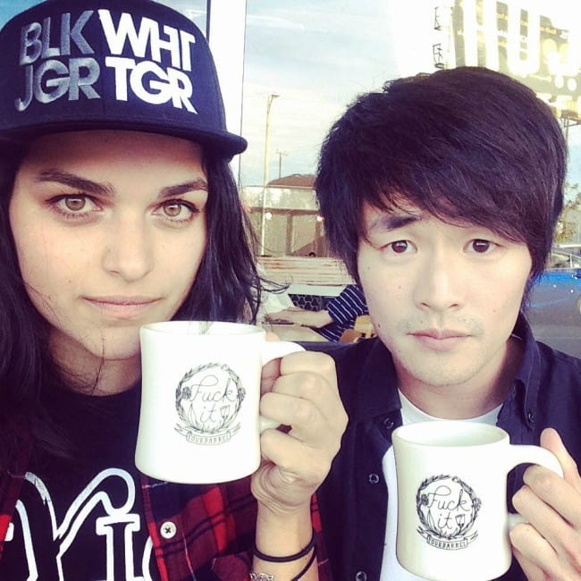 Christopher Larkin and Eve Harlow as seen in April 2017