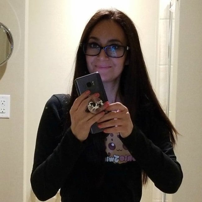 CookieSwirlC in a selfie as seen in March 2019