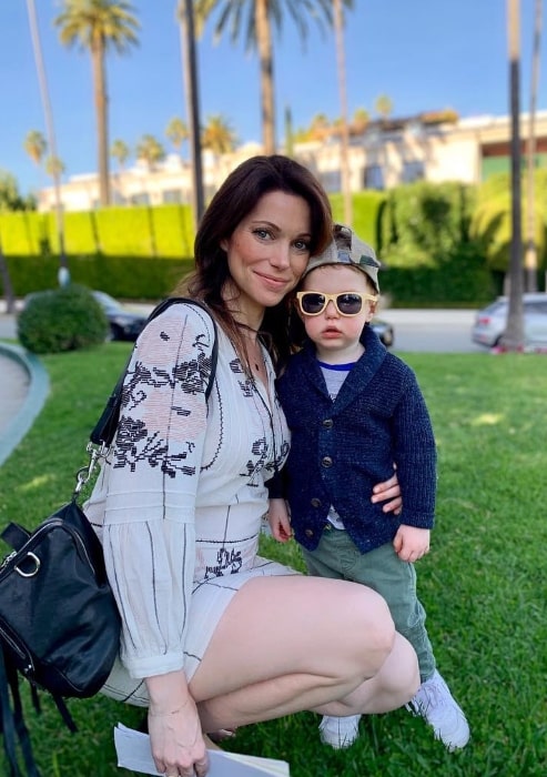 Courtney Henggeler as seen in a picture along with her son at the Beverly Hills Hotel in Beverly Hills, California in January 2019