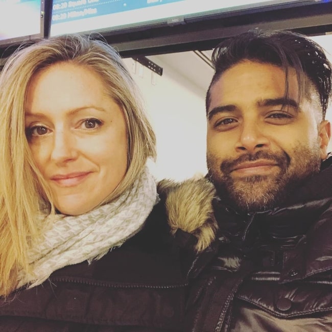 Dave Baksh in a selfie along with Kendra Emmett in December 2019