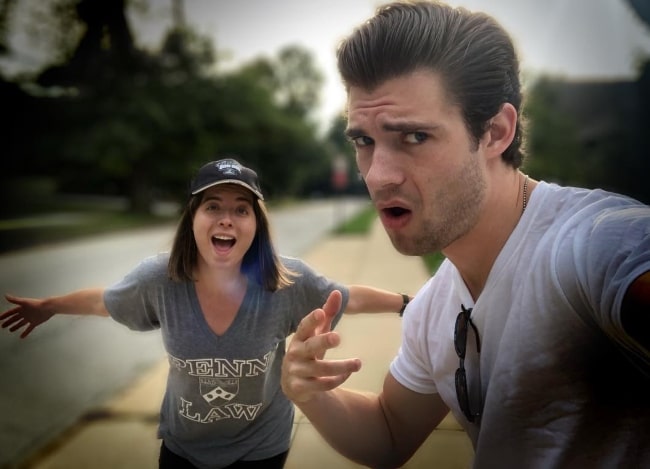 David Corenswet as seen while taking a fun selfie with his sister in Swarthmore, Delaware County, Pennsylvania in September 2018