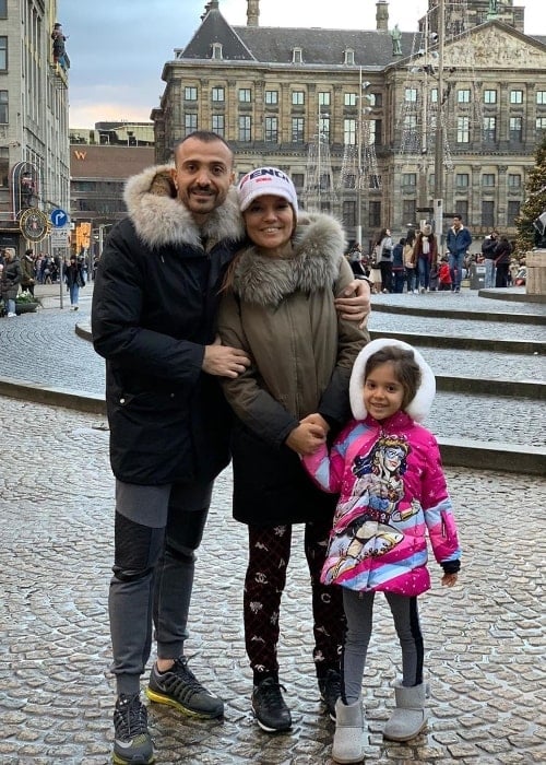 Demet Akalın as seen while posing for a picture with her family in Amsterdam, Netherlands in December 2019