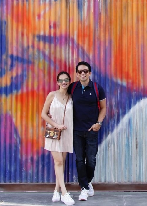 Dennis Trillo as seen while posing for a picture alongside Jennylyn Mercado at La Mer Dubai in May 2019