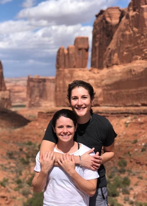 Diana Matheson as seen in a picture taken with former speed skater Anastasia Bucsis at Arches National Park in Utah in October 2019