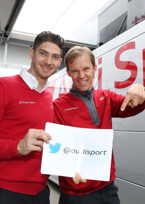 Edoardo Mortara in a picture with Mattias Ekström at the DTM Lausitzring on June 3, 2016